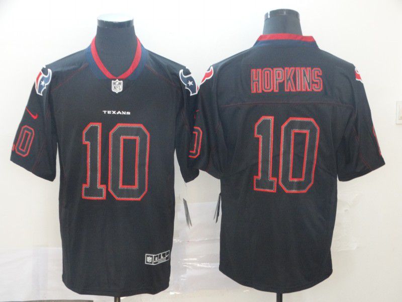 Men Houston Texans #10 Hopkins Nike Lights Out Black Color Rush Limited Jersey